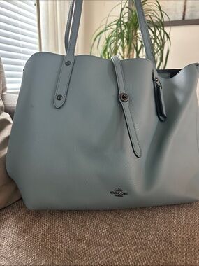 Coach Light Blue Leather Tote Bag